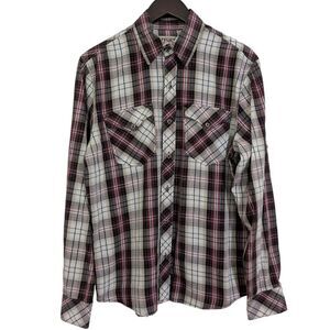 Affliction Black Premium Plaid Western Button Up Shirt - Men's M